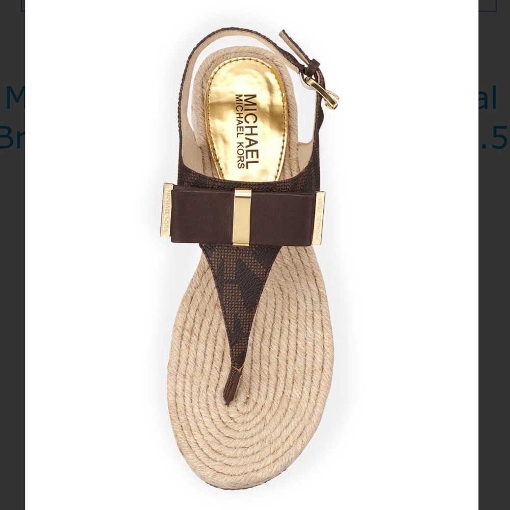 Auth Michael Kors Leather Bow Thong Sandal size 5